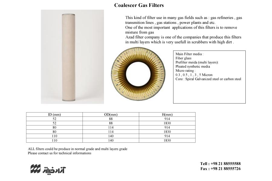 Coalescer Gas Filter